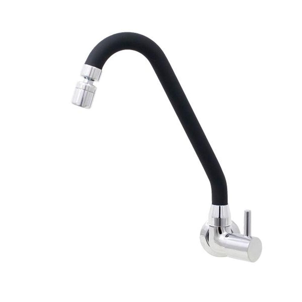 Torneira Cozinha De Parede Preto C61 E Arejador Articulado