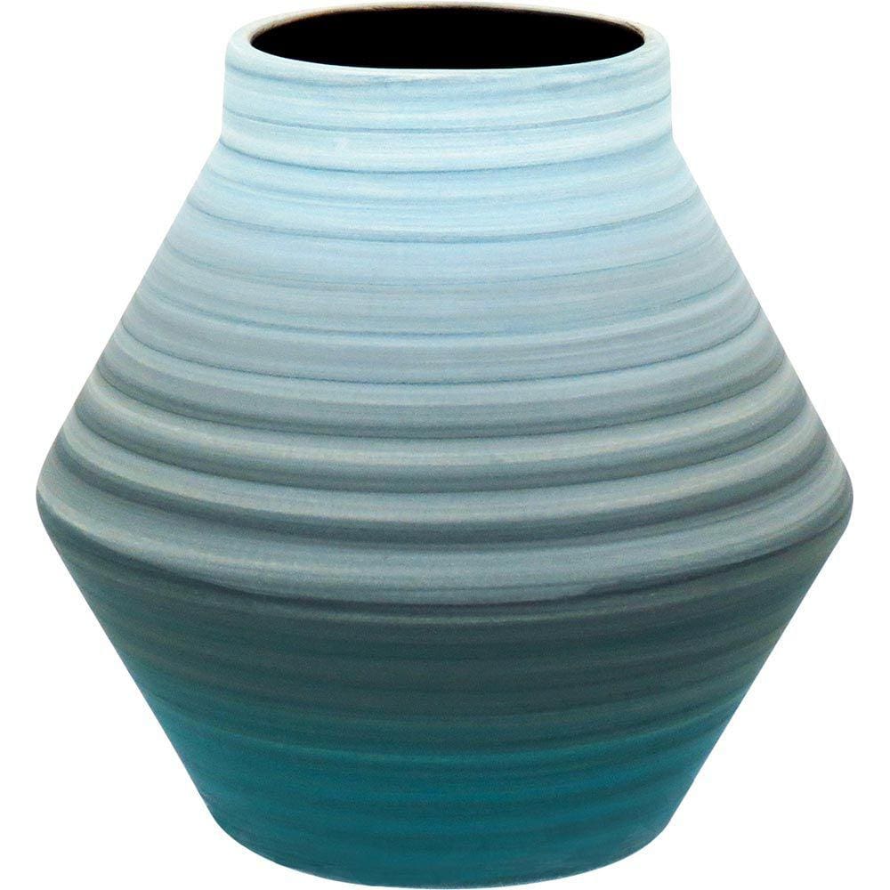VASO 16x16x16cm CERÂMICA AZUL