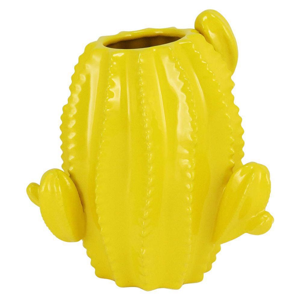 CACTUS VASO 22x19x19cm CERÂMICA AMARELO