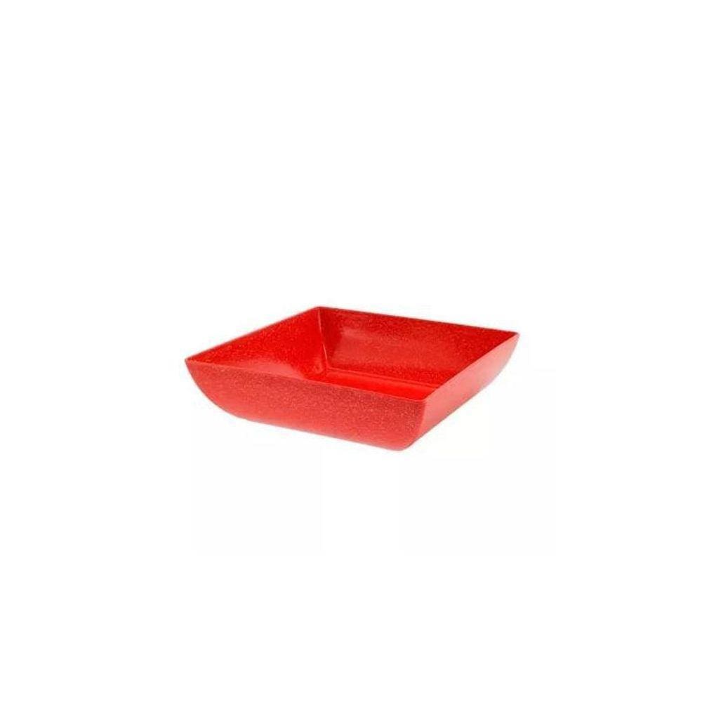 Travessa Saladeira Fruteira Quadrada Vermelha Plástico