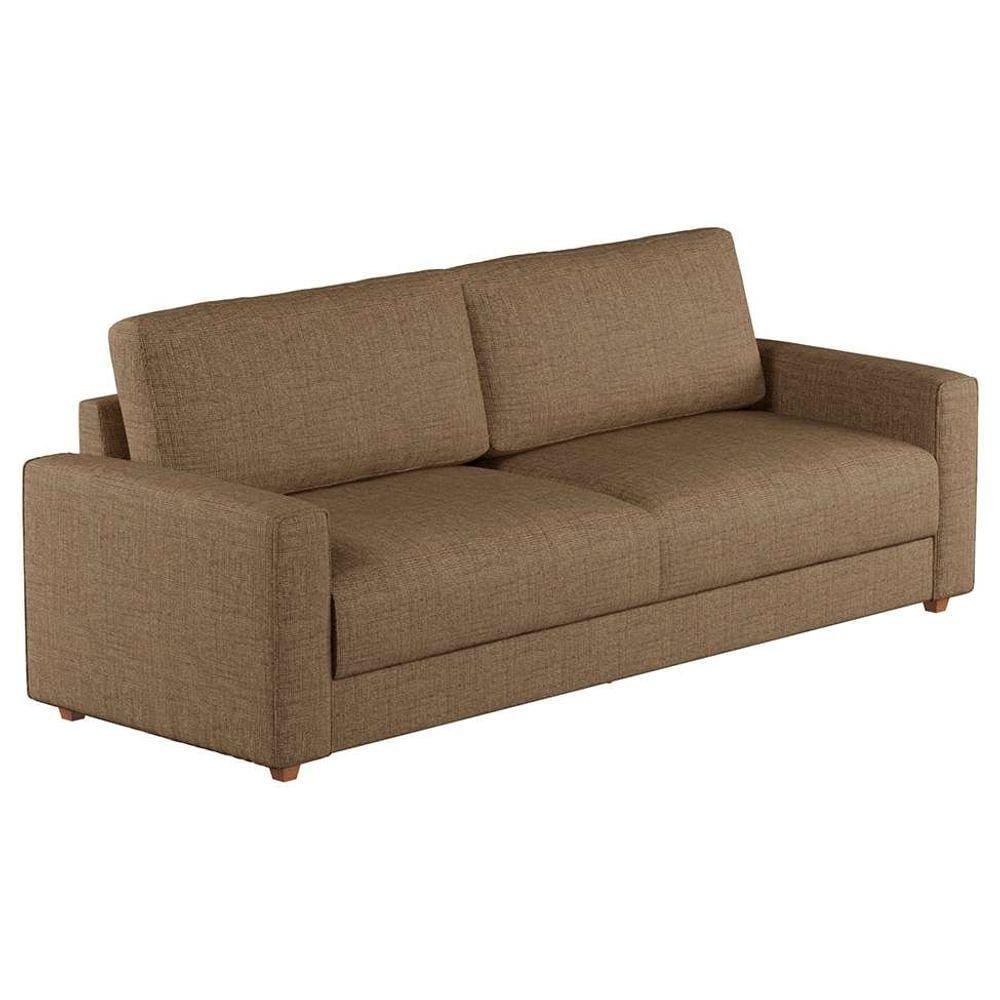 sofá 3 lugares hit linho marrom 230 cm
