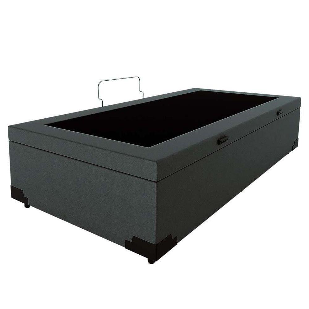 base para cama box solteiro martin premium com baú linho (47x88x188 cm) cinza