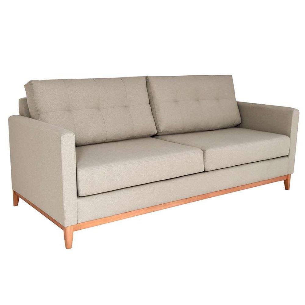 sofá 3 lugares carlo veludo bege e  200 cm