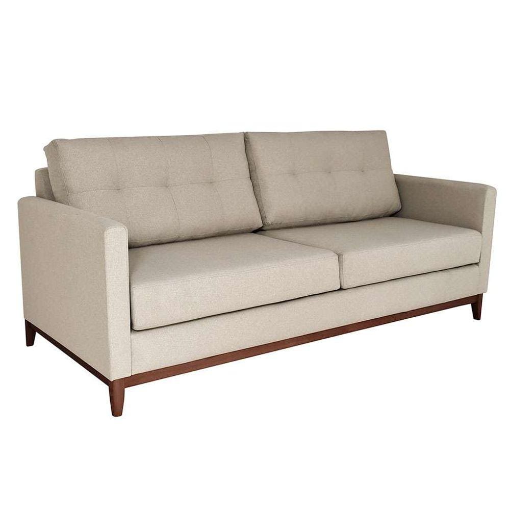 sofá 3 lugares carlo veludo bege e imbua 220 cm