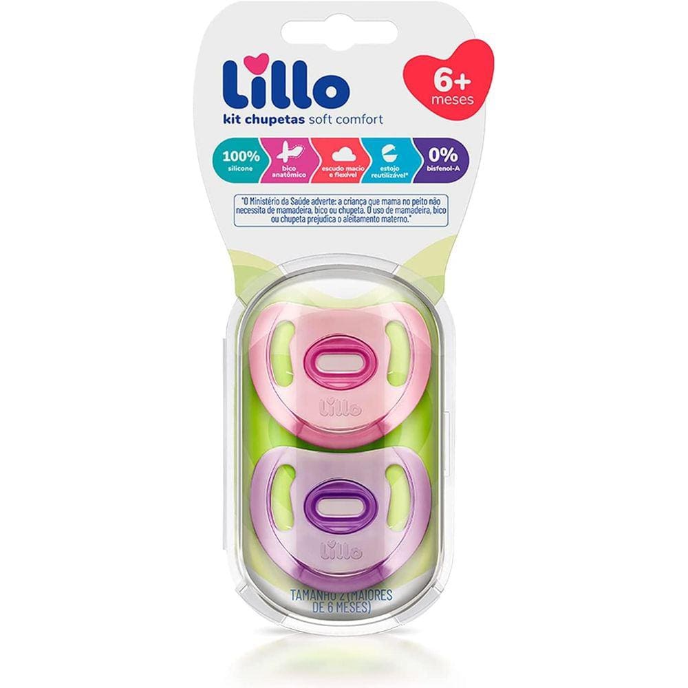 Kit 2 Chupetas de Silicone Soft Comfort Lillo 6+ Menina  - 631131