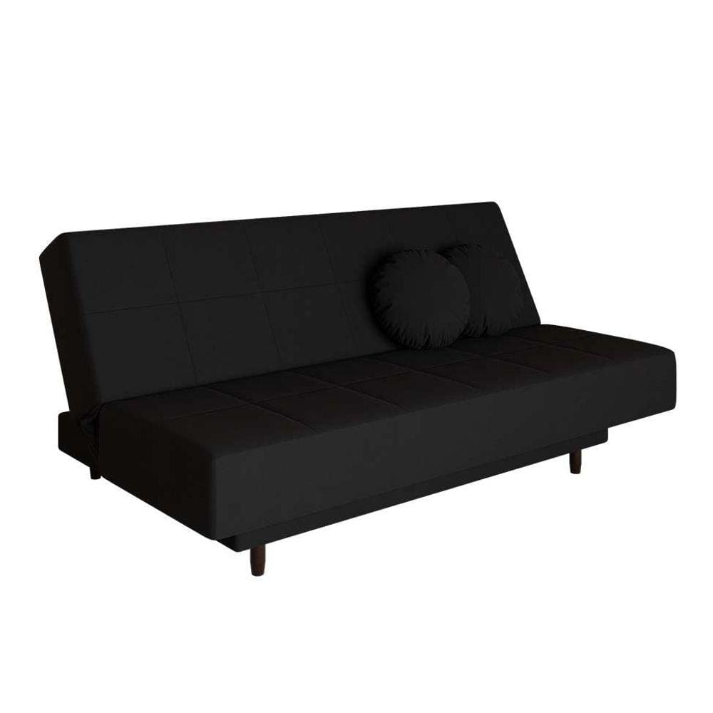 sofá-cama casal 3 lugares jimmy suede preto