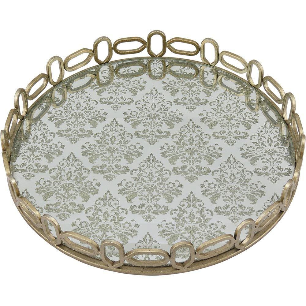 PLATEAU BANDEJA 6x40x40cm METAL DOURADO ESPELHADO