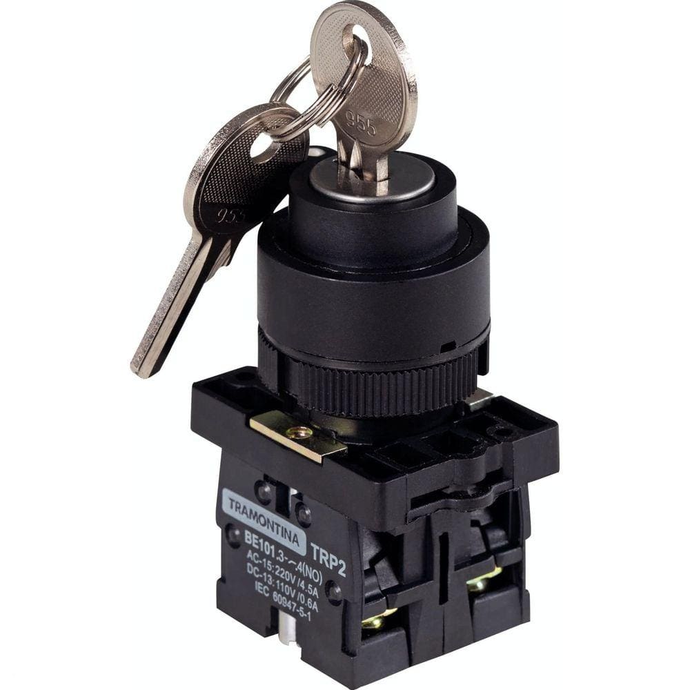 Botão Seletor com Chave Tramontina TRP2-EG33 2NA Três Posições Base de Plástico Tramontina