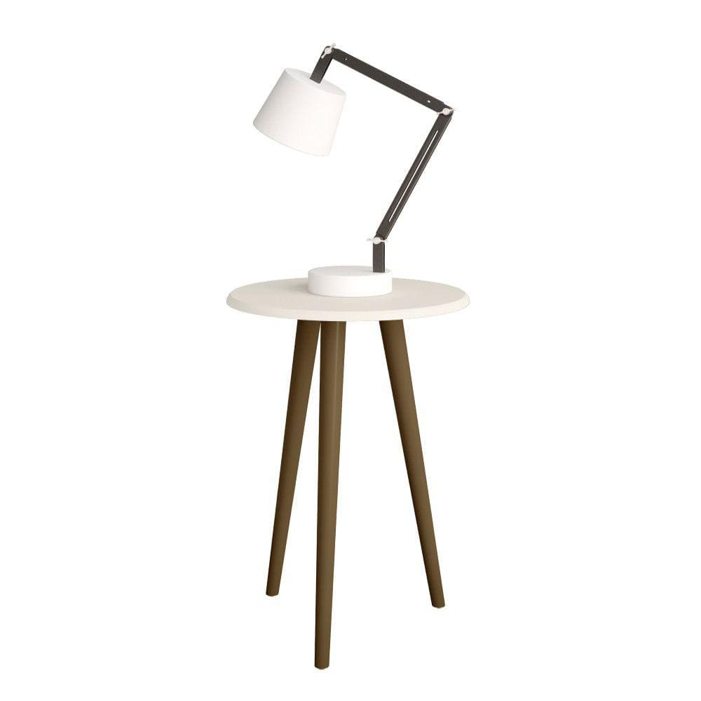 Mesa de Apoio Retrô MDF Brilhante Off White Bechara