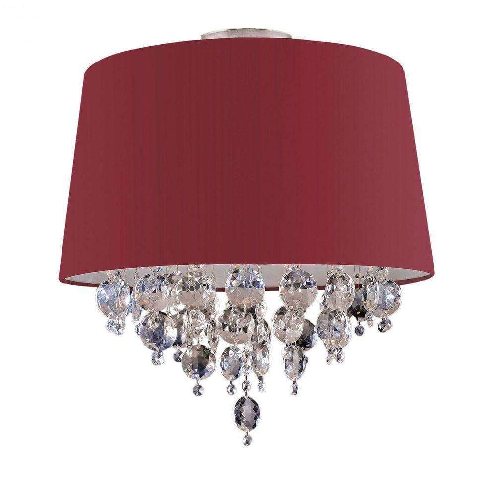 Plafon com Cristais Redondo 44cm San Paulo Bronzearte Vinho
