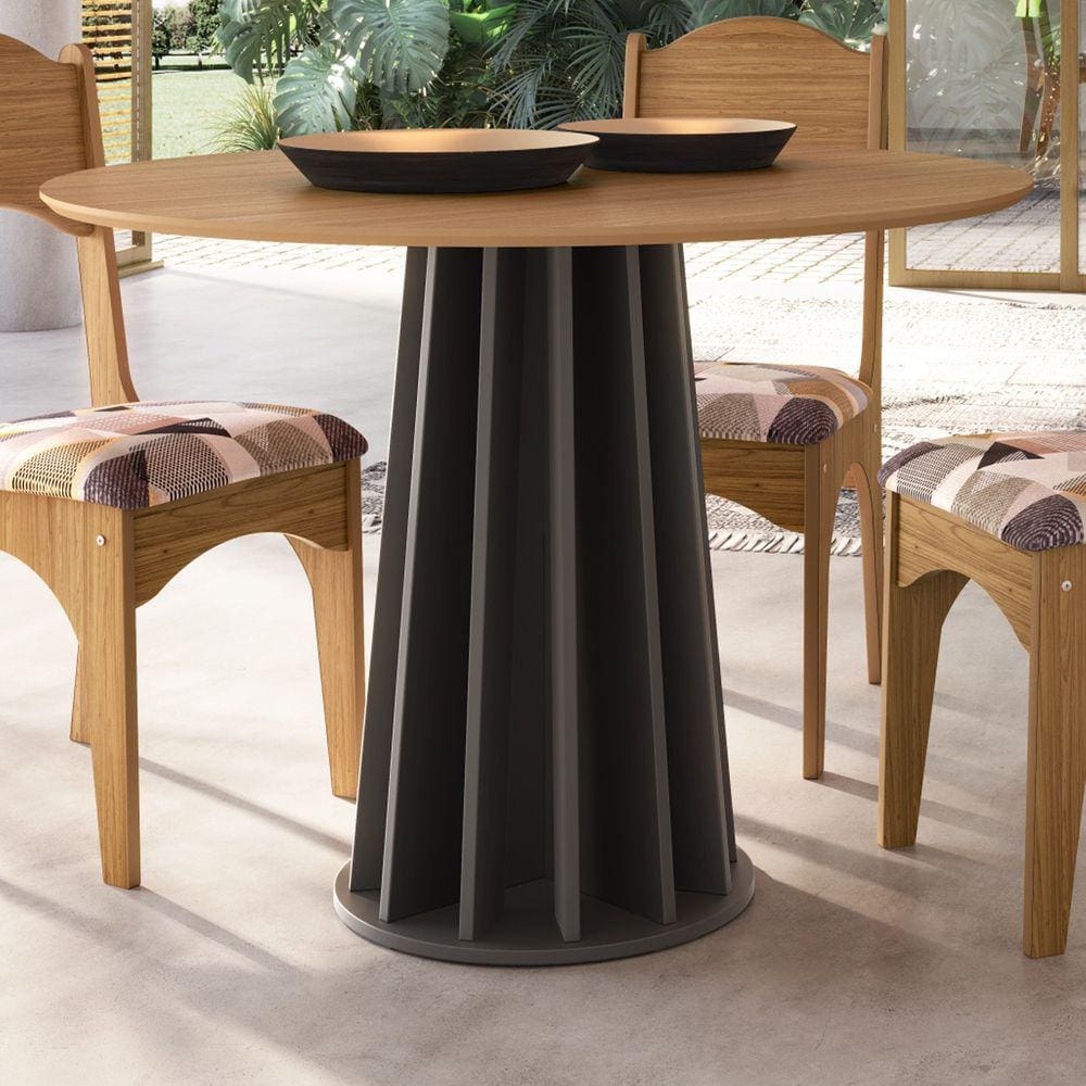 Mesa De Madeira Freijo/preto Fosco Tm71 - Dalla Costa