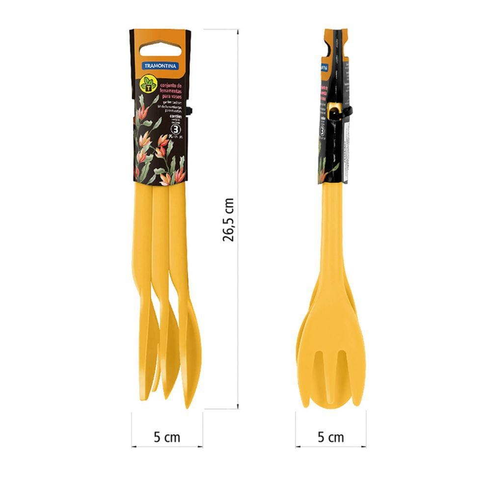 Conjunto para Jardinagem Tramontina em Plástico Amarelo 3 Peças Tramontina