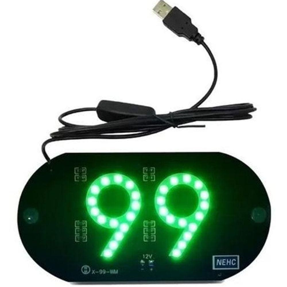 Plaquinha Placa Led 99 Pop Taxi Usb Motorista De Aplicativo