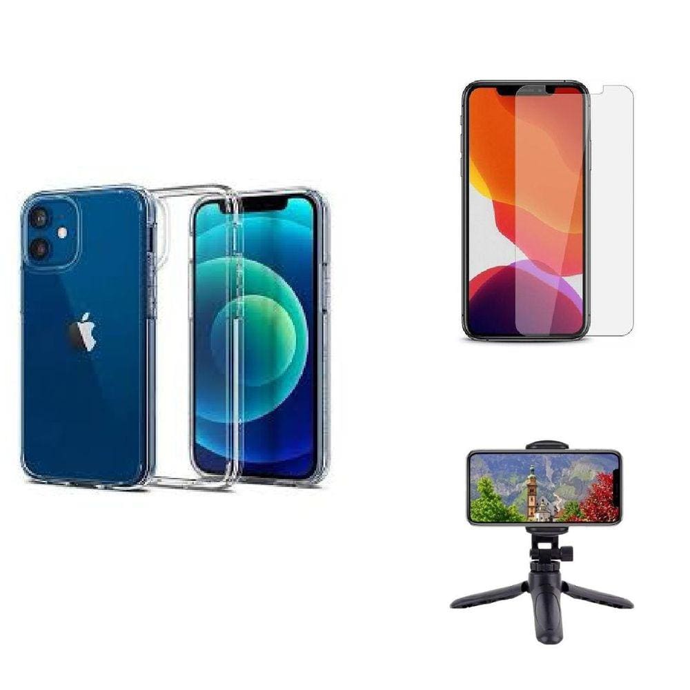Kit Tripé Tripod 360 Graus Para Íphóne 12 + Capa + Pelicula De Vidro