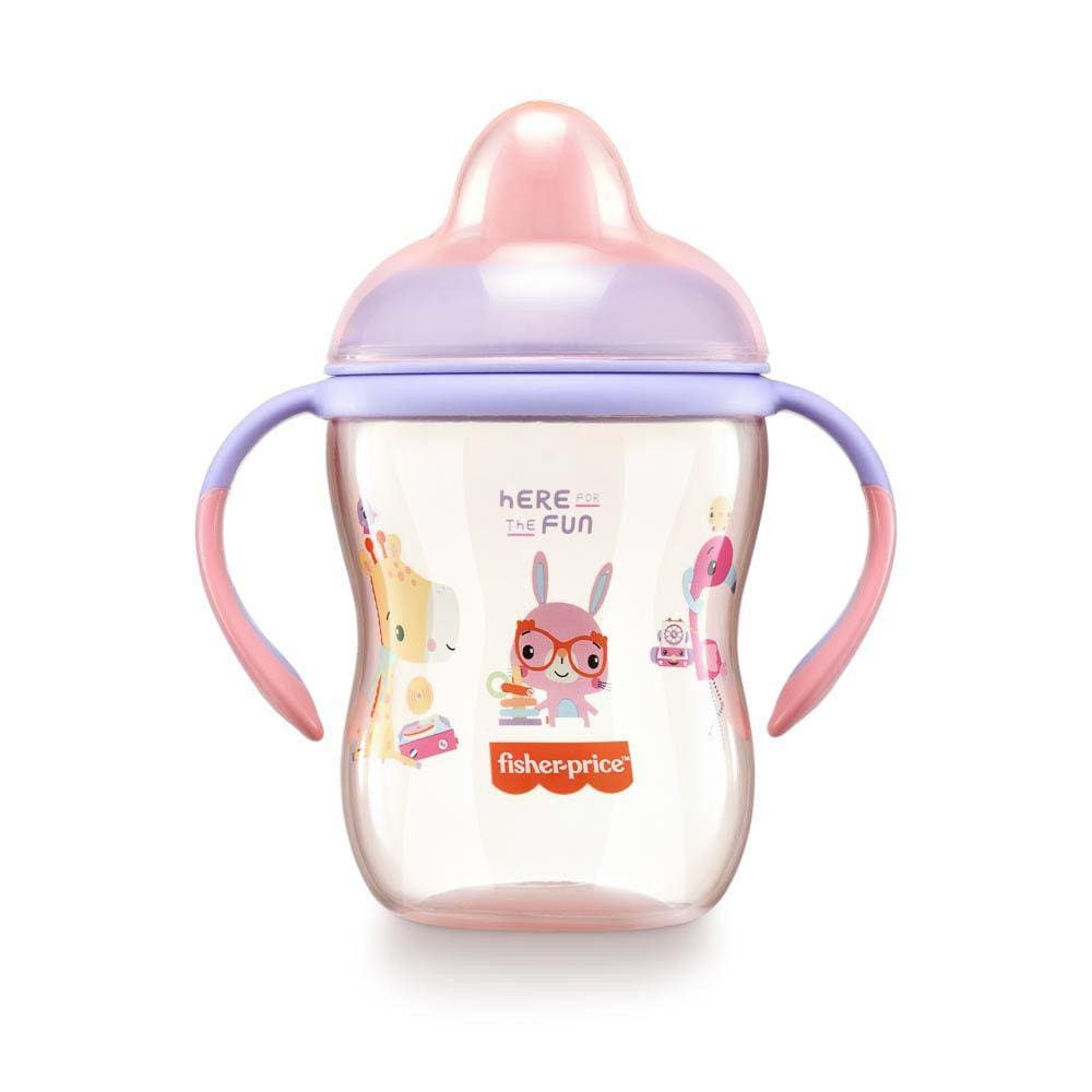 Copo de Treinamento com Bico Semi-rígido First Moments 270ml Rosa Glitter Fisher Price - BB1015
