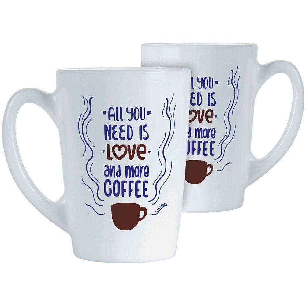 LUMINARC NEW MORNING CANECA 11x8x8cm 320ml VIDRO TEMPERADO BRANCO DECORADO