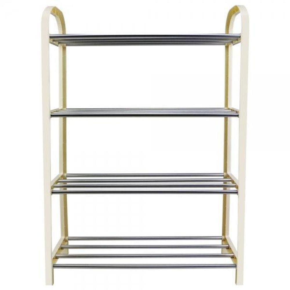 Sapateira 4 Andares Plastico Metal Branca