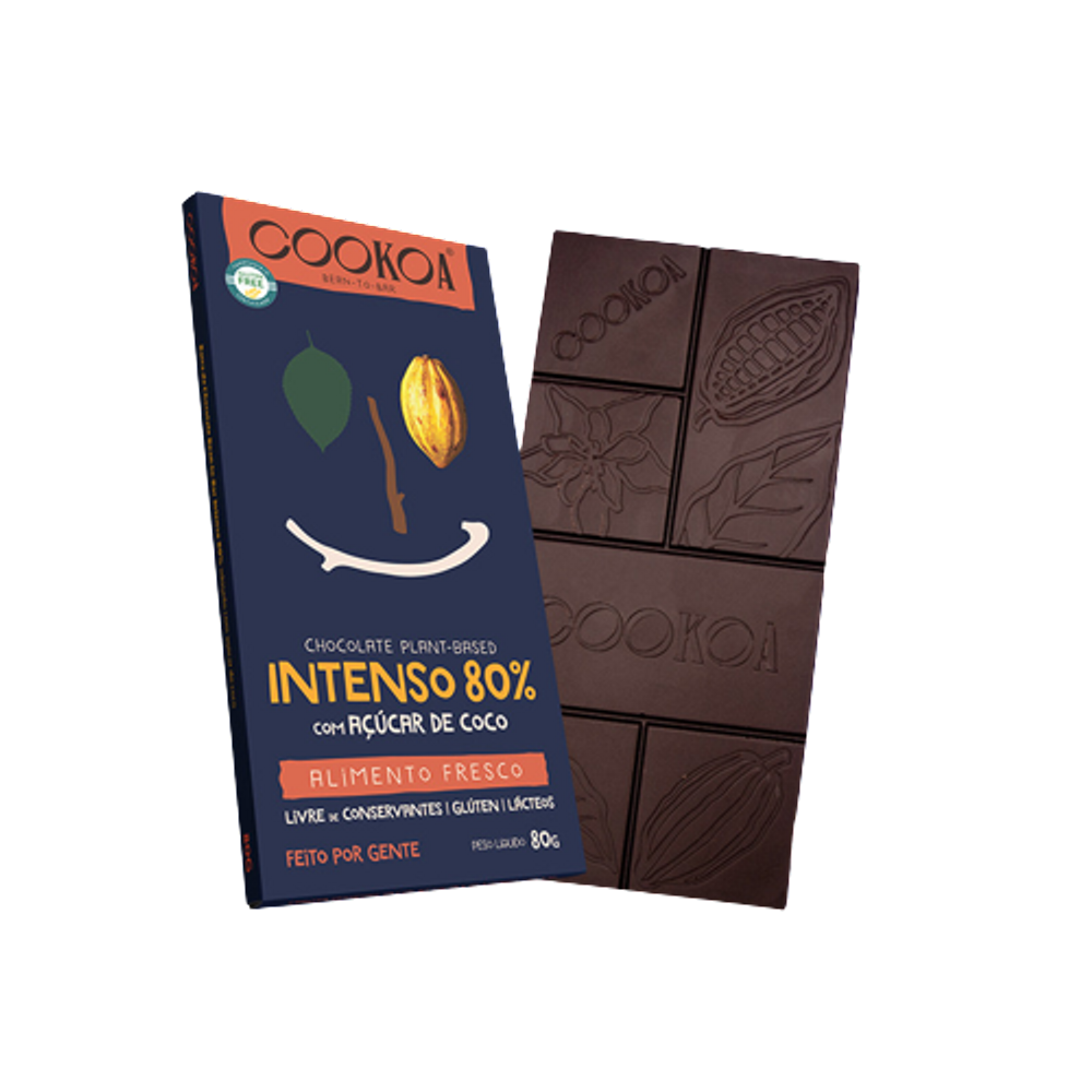 Chocolate Intenso 80% Cacau Vegano Cookoa 80g