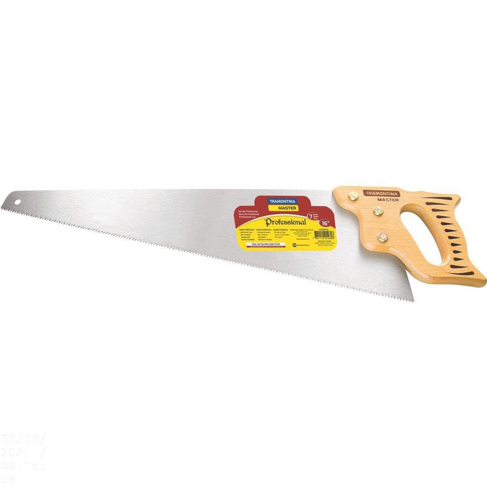 Serrote Profissional Tramontina 18” com 7 Dentes por Polegada em Aço Carbono com Cabo de Madeira Tramontina