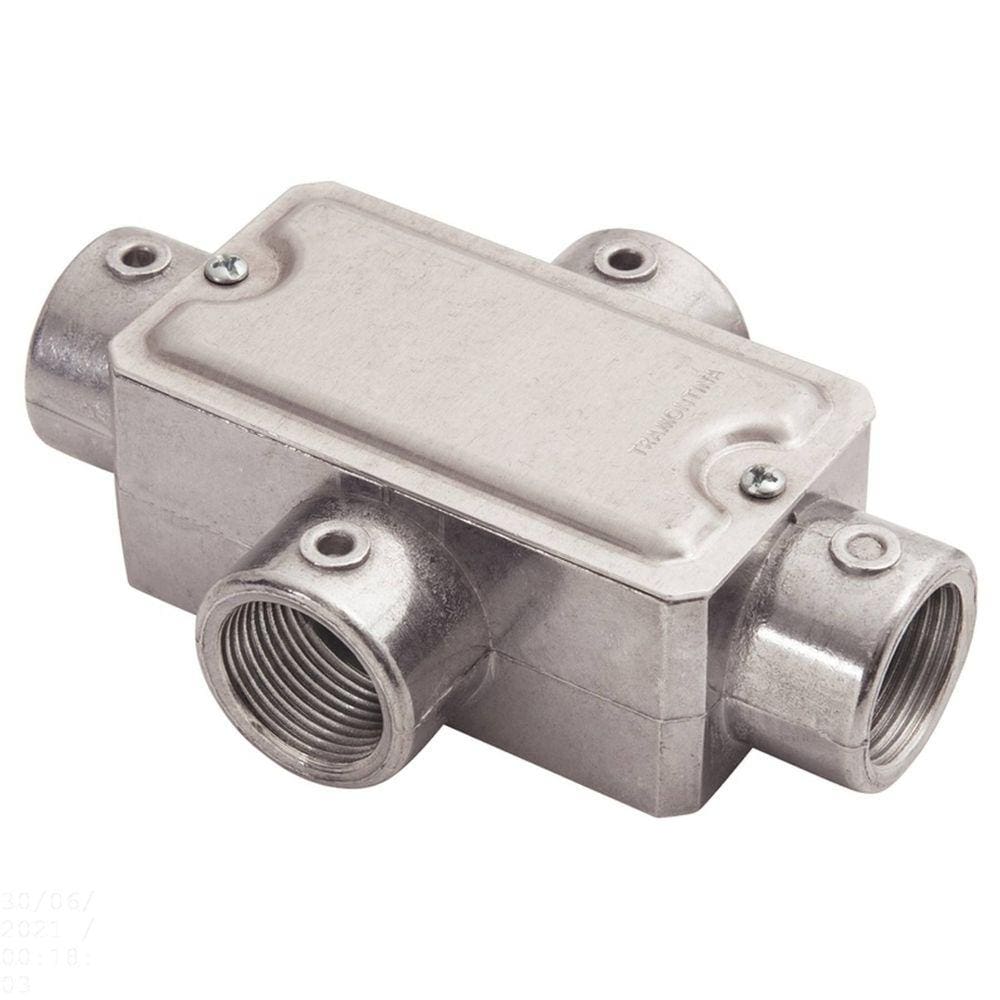 Condulete fixo 3/4” tipo ”X” - com tampa / rosca BSP / sem pintura Tramontina