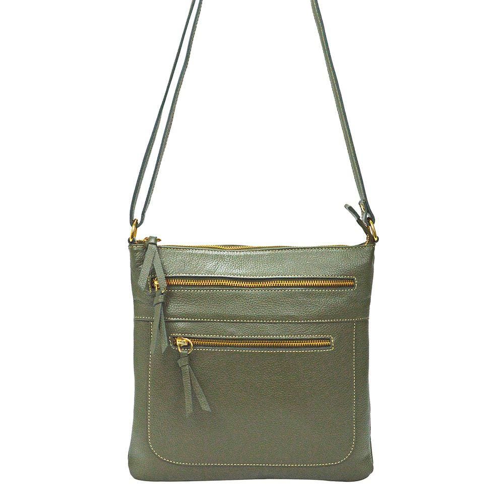 Bolsa Feminina Couro Legítimo Transversal Média Alça Comprida Ajuste Tamanho Madamix