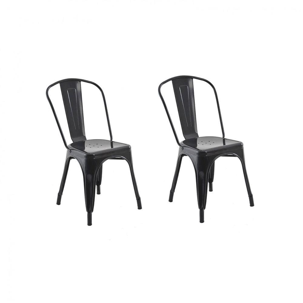 Conjunto 2 Cadeiras de Cozinha em Aço Iron Industrial Rivatti Preto
