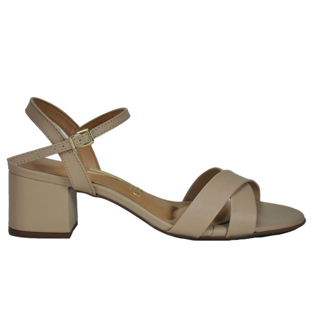 Sandalia Vizzano Feminina Salto Bloco Medio Bege 6291927