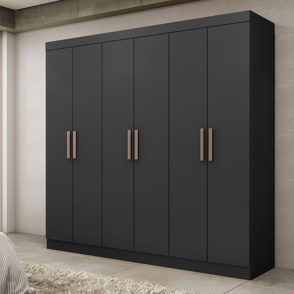 Guarda Roupa Casal 6 Portas em MDP 180cm Paris Espresso Móveis Preto Espresso Móveis
