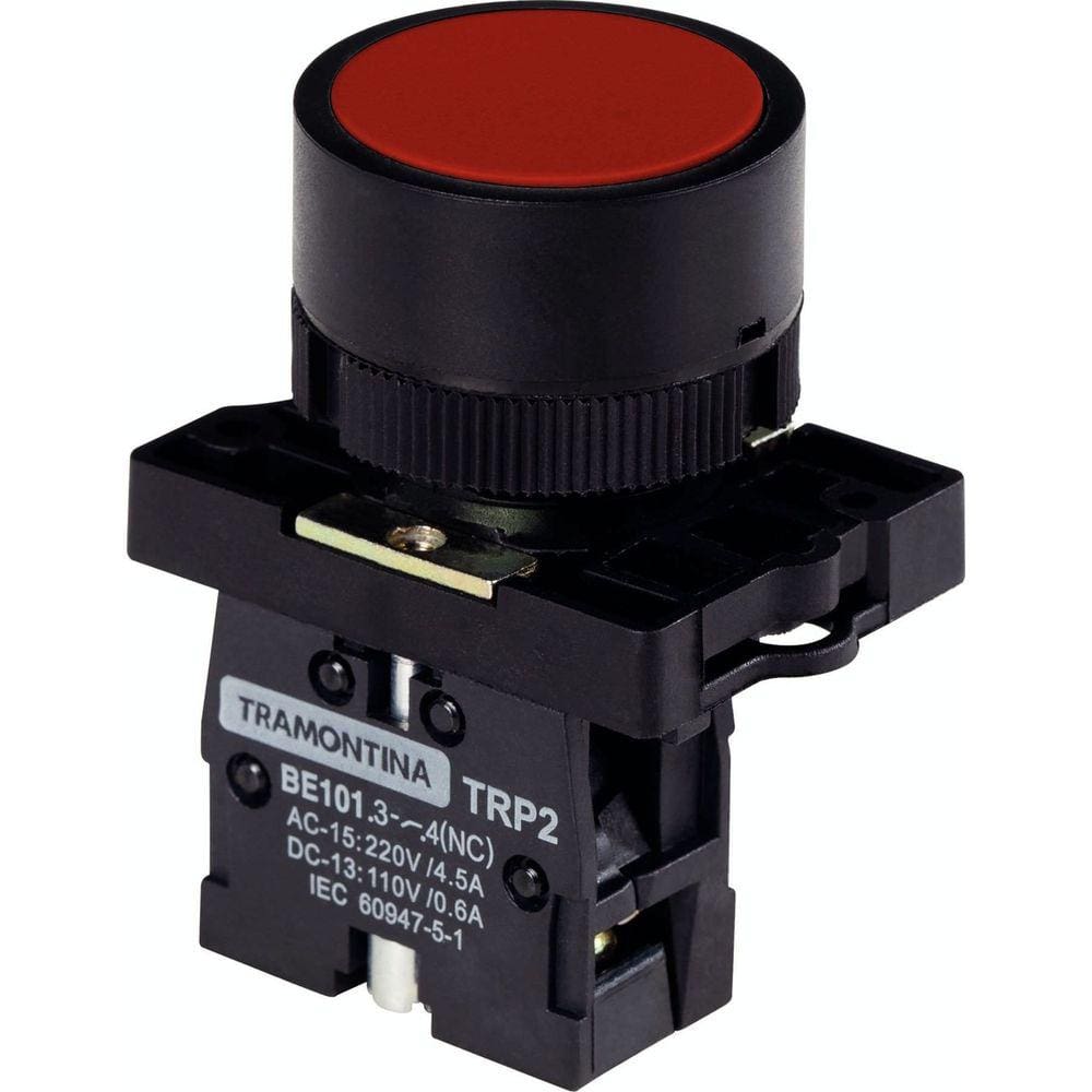 Botão de Impulso Tramontina TRP2-EA42 1NA Vermelho com Base de Plástico Tramontina