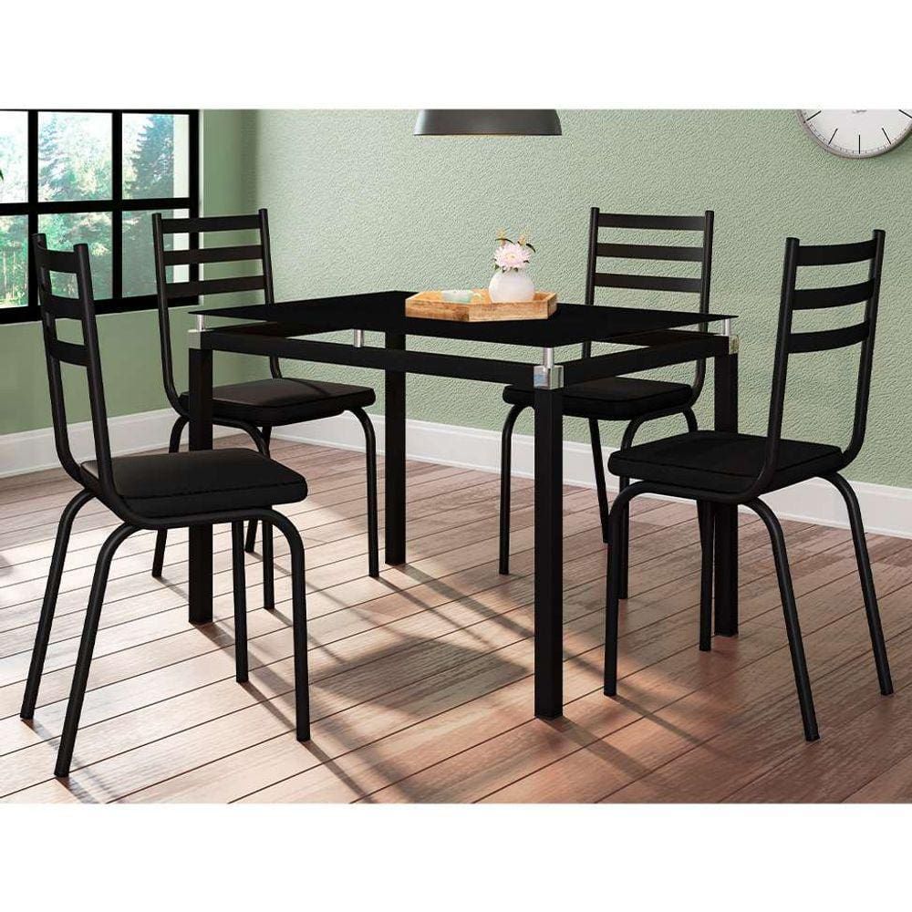 conjunto de mesa de cozinha com 4 lugares malva i courvin preto
