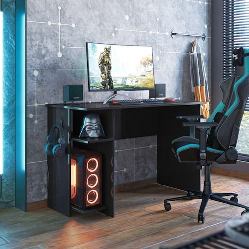 imagem-Mesa Para Escritório e Gamer Qmovi Preto Fosco