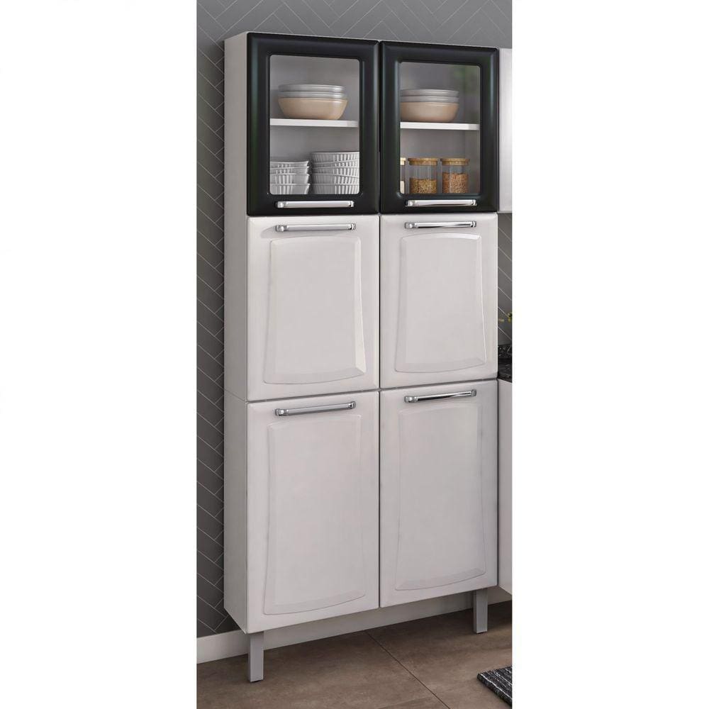 Paneleiro Duplo com Vidro 6 Portas Ipldv-70 Tarsila Itatiaia Branco/Preto