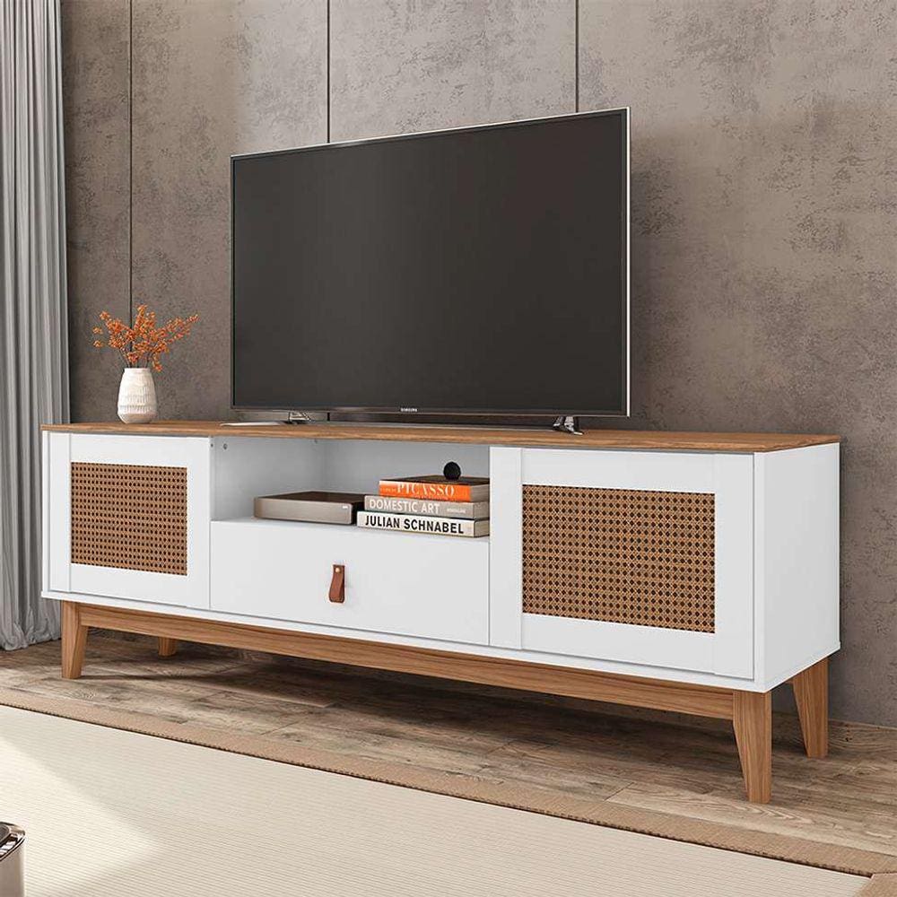 rack esmeralda branco e noce 160 cm