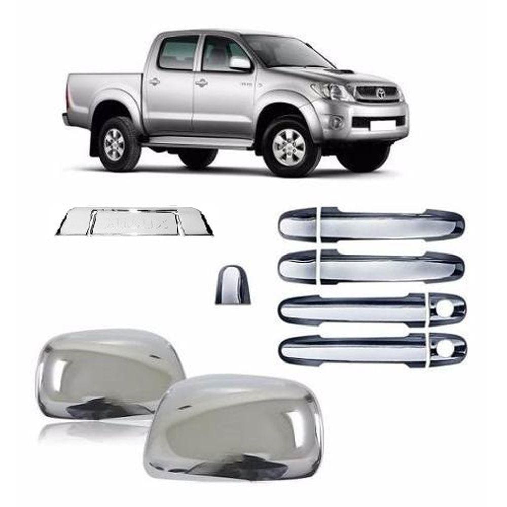 Kit Aplique Cromado Maçaneta Retrovisor Traseira Hilux 2010