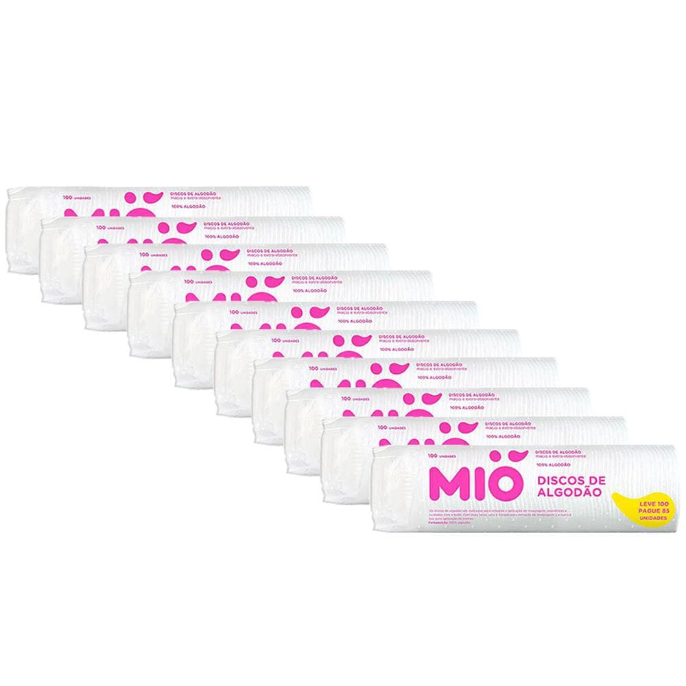 Kit 10X Discos de Algodão Mió Leve 100 Pague 85 Unidades