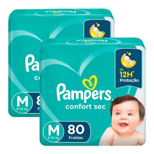 Menor preço em Kit de Fralda Pampers Confort Sec Pacote Giga Tamanho M 160 Unidades