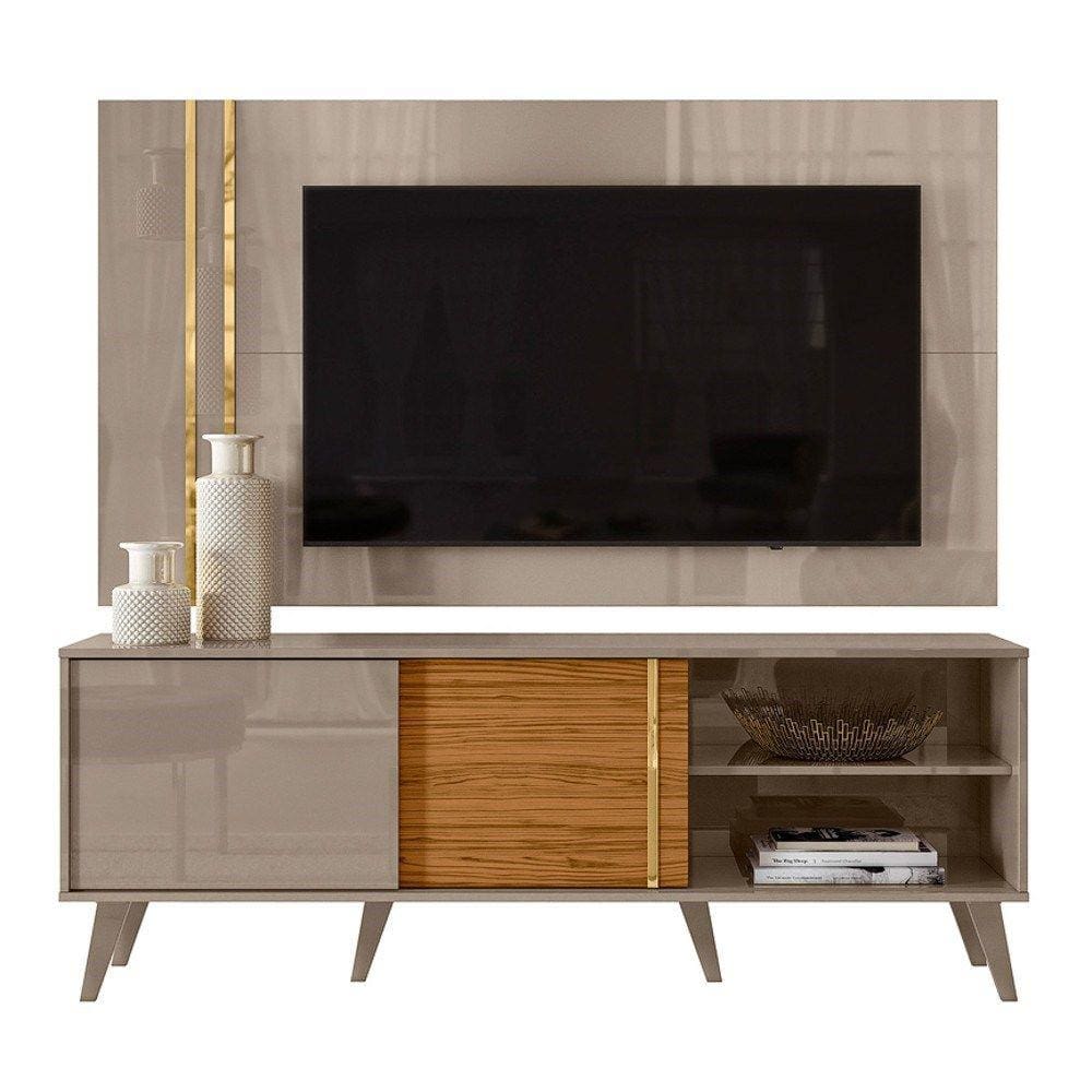 Rack Com Painel Para Tv Até 65 Pol. Cronos Cinza/Naturale - Madetec