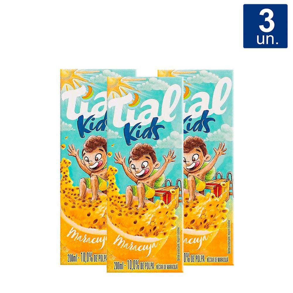 Kit 3X Suco Tial Kids Maracujá 200ml