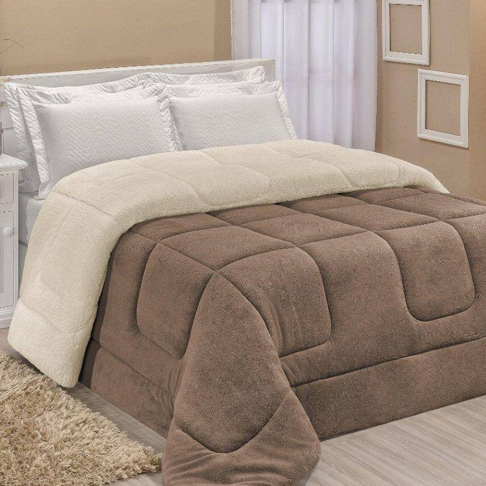 Coberdrom Robust Solteiro Manta Soft Sherpa 1 Peça Cáqui