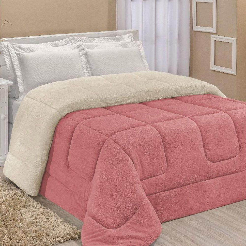 Coberdrom Robust Solteiro Manta Soft Sherpa 1 Peça Rosa