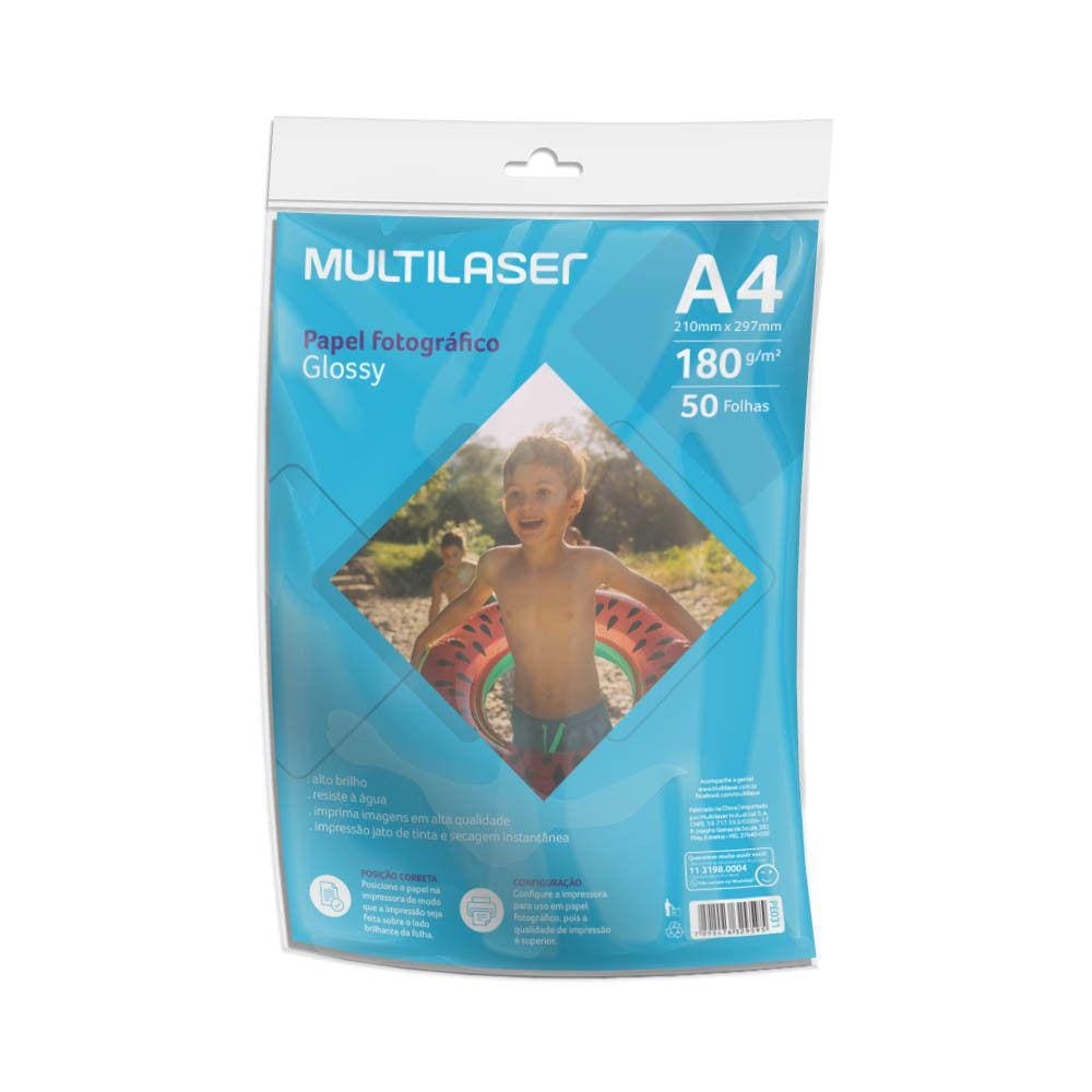 Papel Fotográfico Glossy A4 180g 50 folhas - PE031