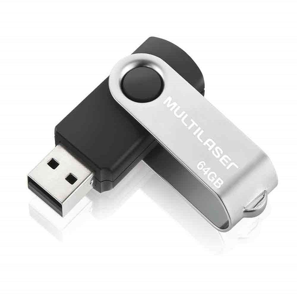 Pen Drive Twist 64GB USB Leitura 10MB/s e Gravação 3MB/s Preto Multilaser - PD590