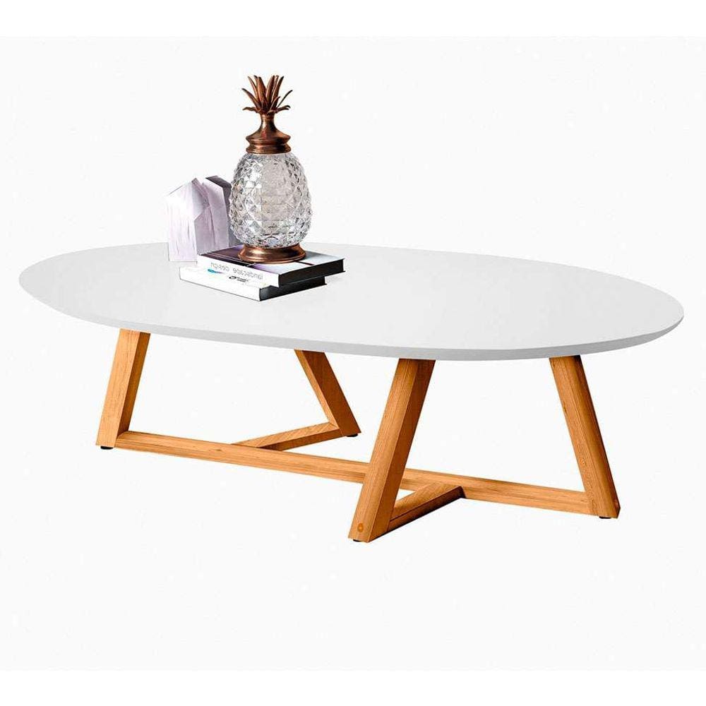 mesa de centro classic branca e madeira