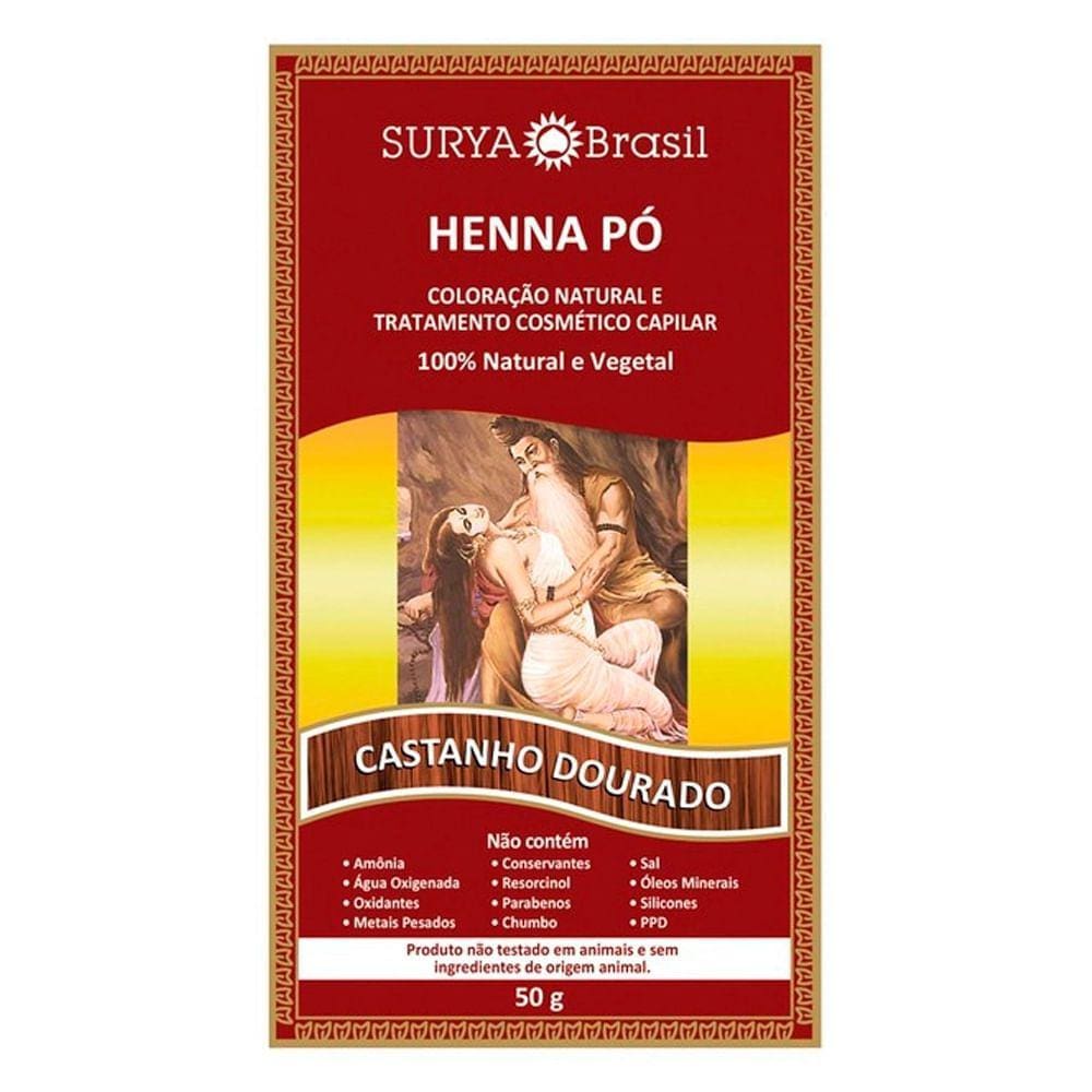 Tintura Em Pó Henna Surya Castanho Dourado 50g