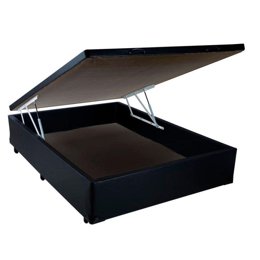 Cama Box Baú Blindado Casal Ortobello Móveis Sintético Preto 43x138x188