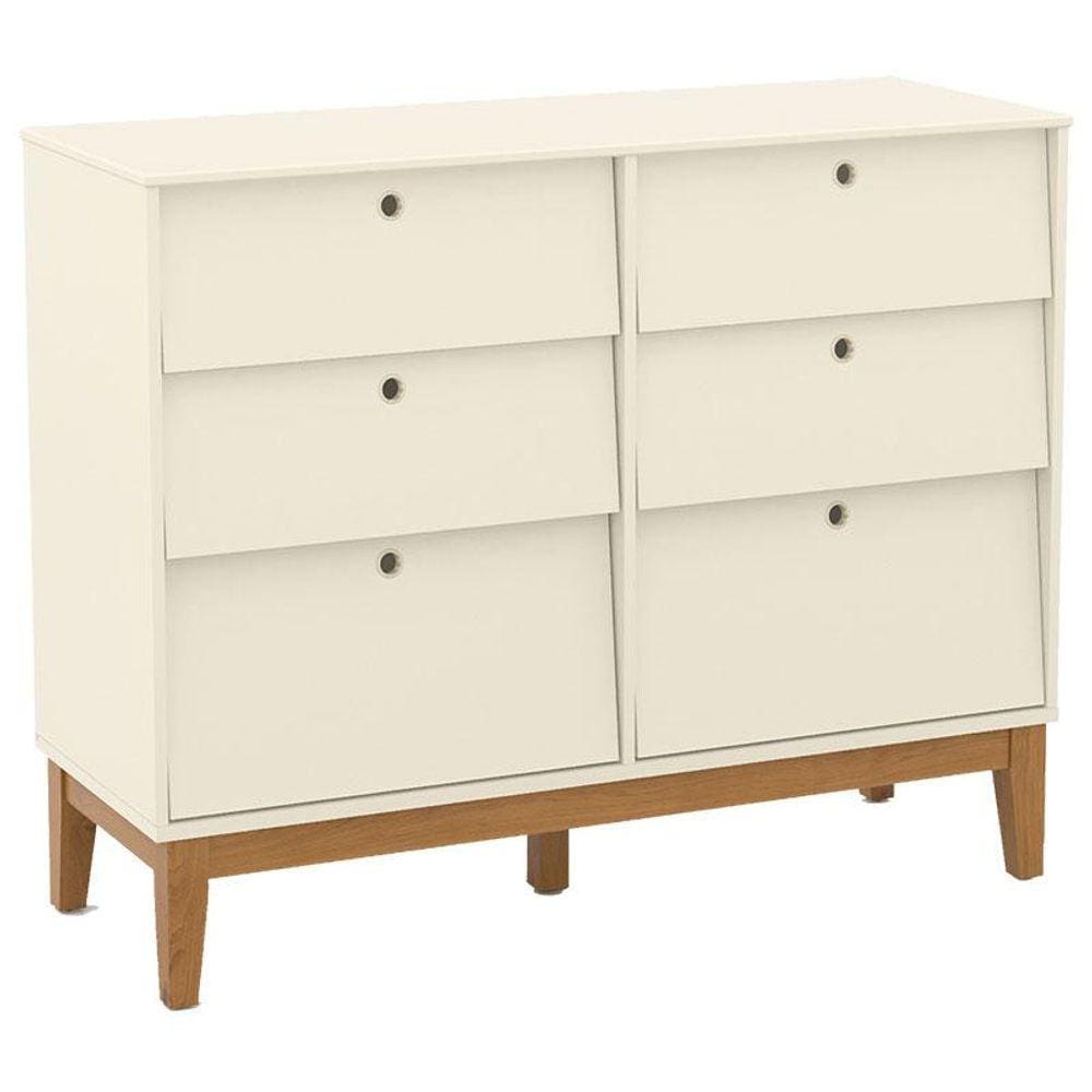 Cômoda 6 Gavetas Unique Off White Eco Wood - Matic