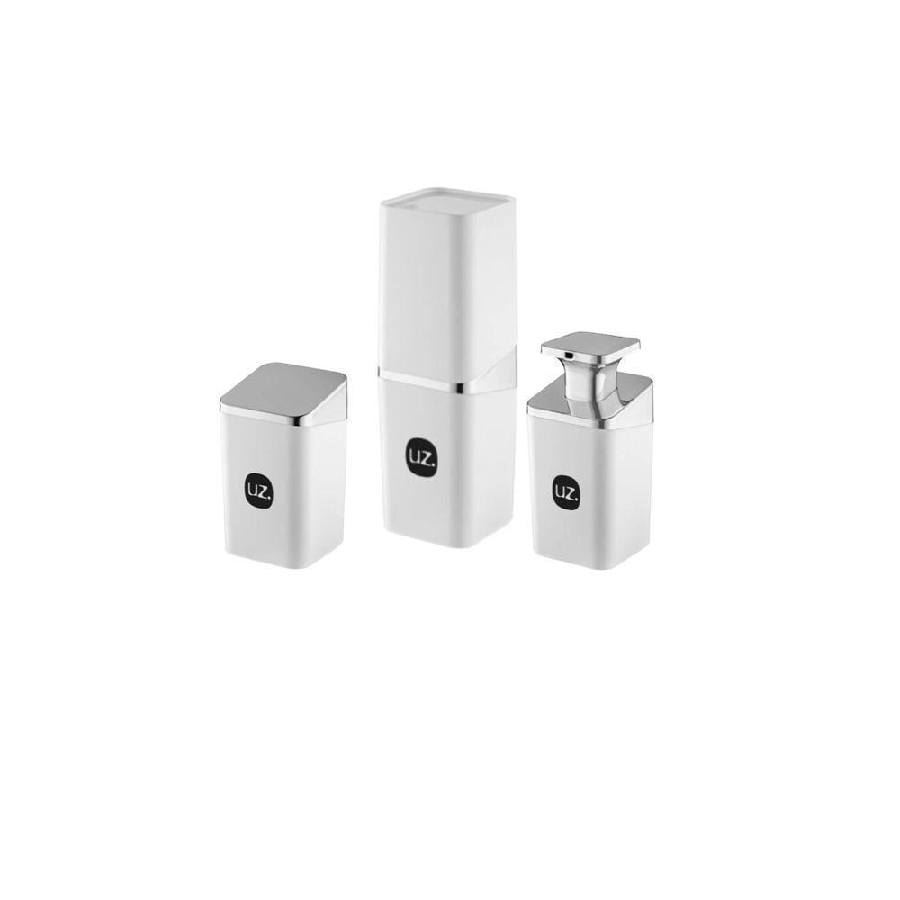 Kit de Lavabo para Banheiro P Escova Algodão Dispenser