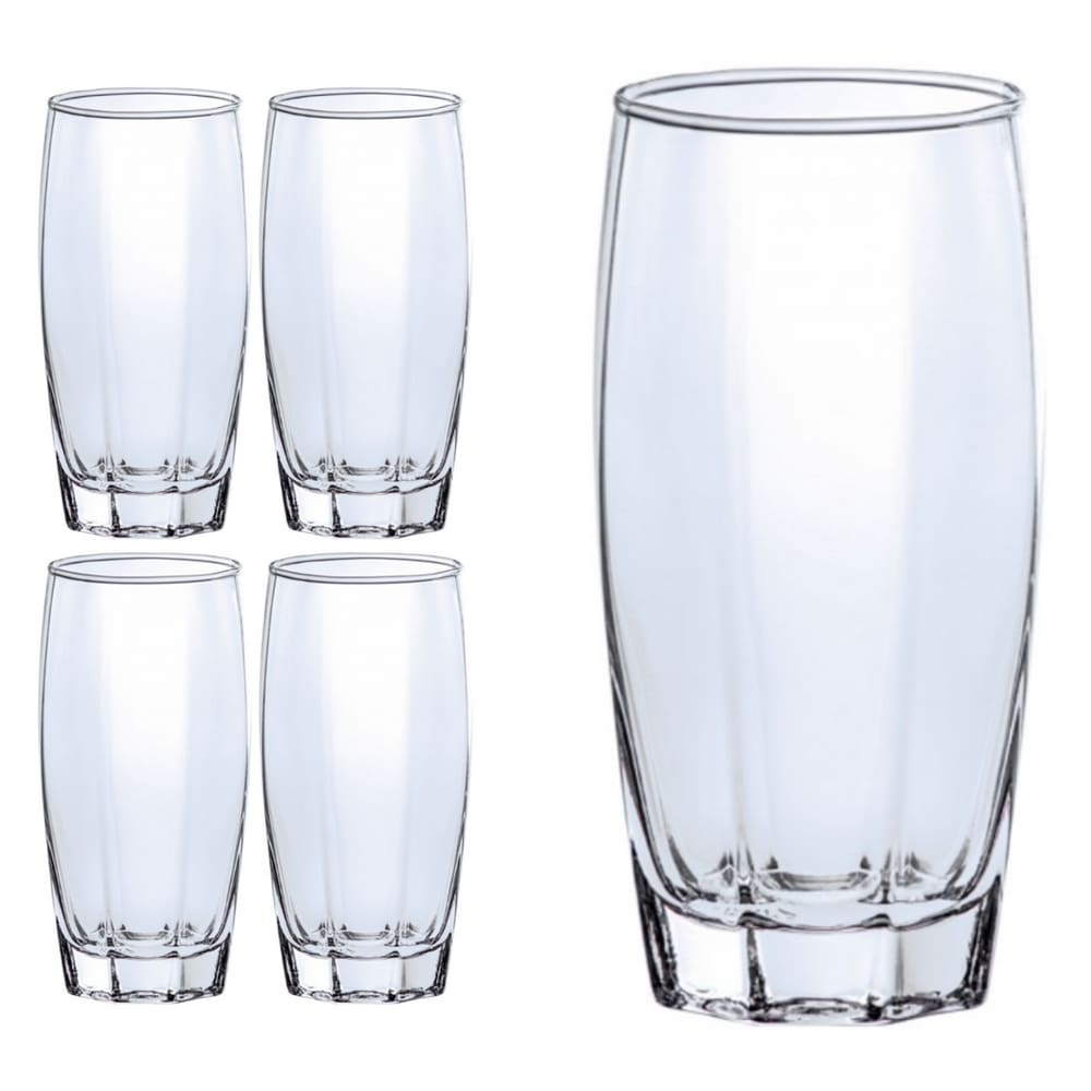4 Copos de Vidro 370ml Florence Transparente Suco Agua