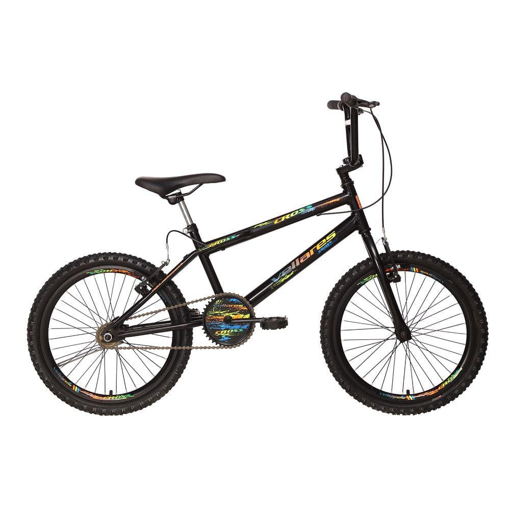 Bicleta Bike Cross Aro 20 Masculino Preto Fosco Vellares Freio V-brake Aço Com Descanso