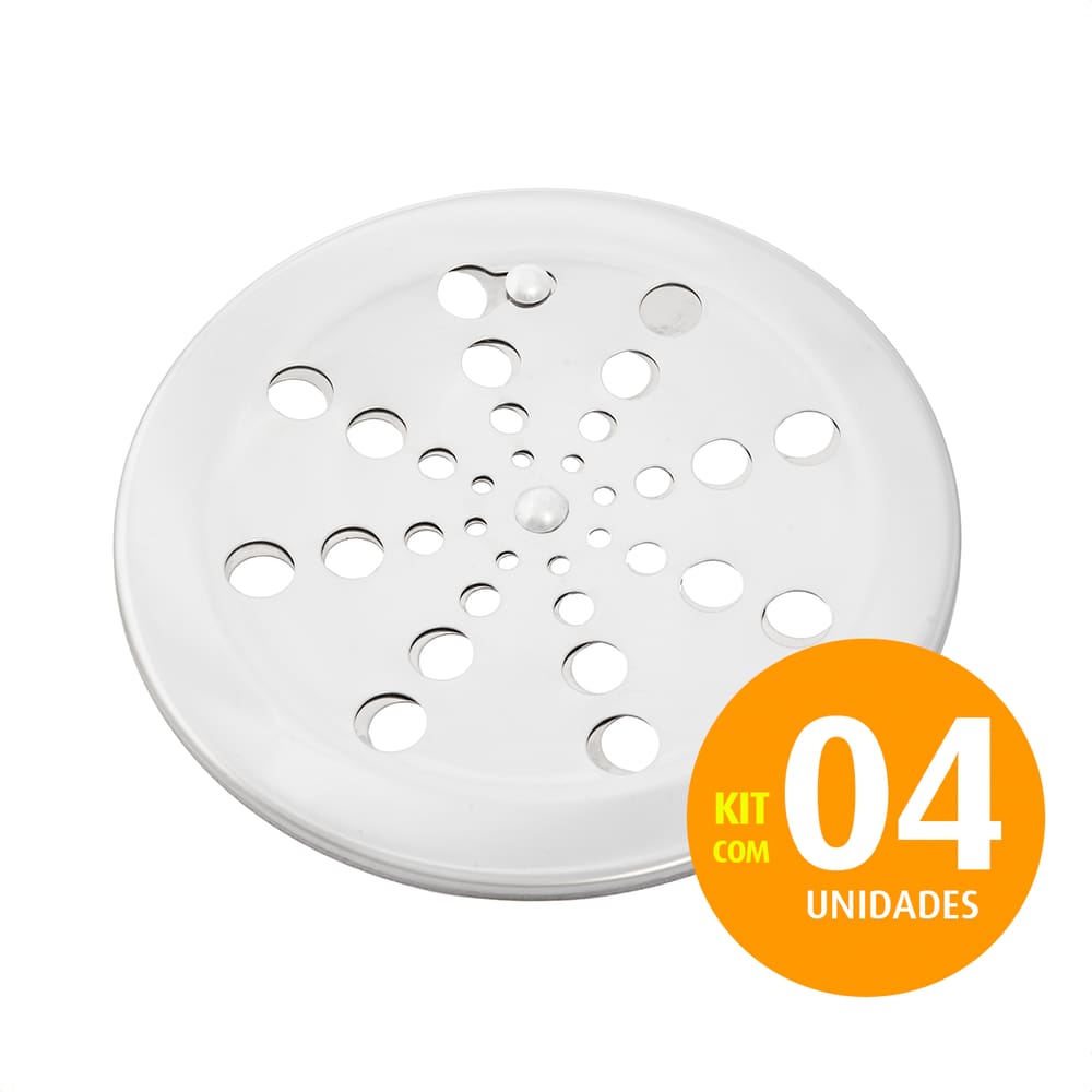 Grelha Redonda Abre E Fecha Inox p/ Banheiro 15cm Kit 04 un